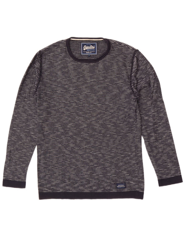 Superdry Jersey De Cuello Redondo Para Hombre De Algodón Con Rayas Pintadas En Azul Marino Medio