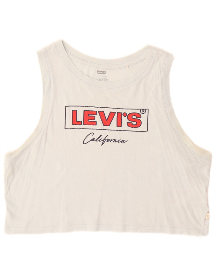 Levi's Top sin mangas con gráfico corto para mujer Reino Unido 46 Algodón azul grande
