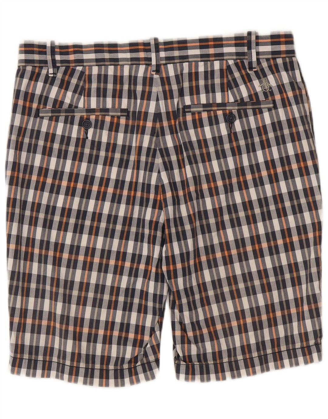 Pantalones cortos chinos Penguin para hombre W32 Algodón a cuadros multicolor mediano
