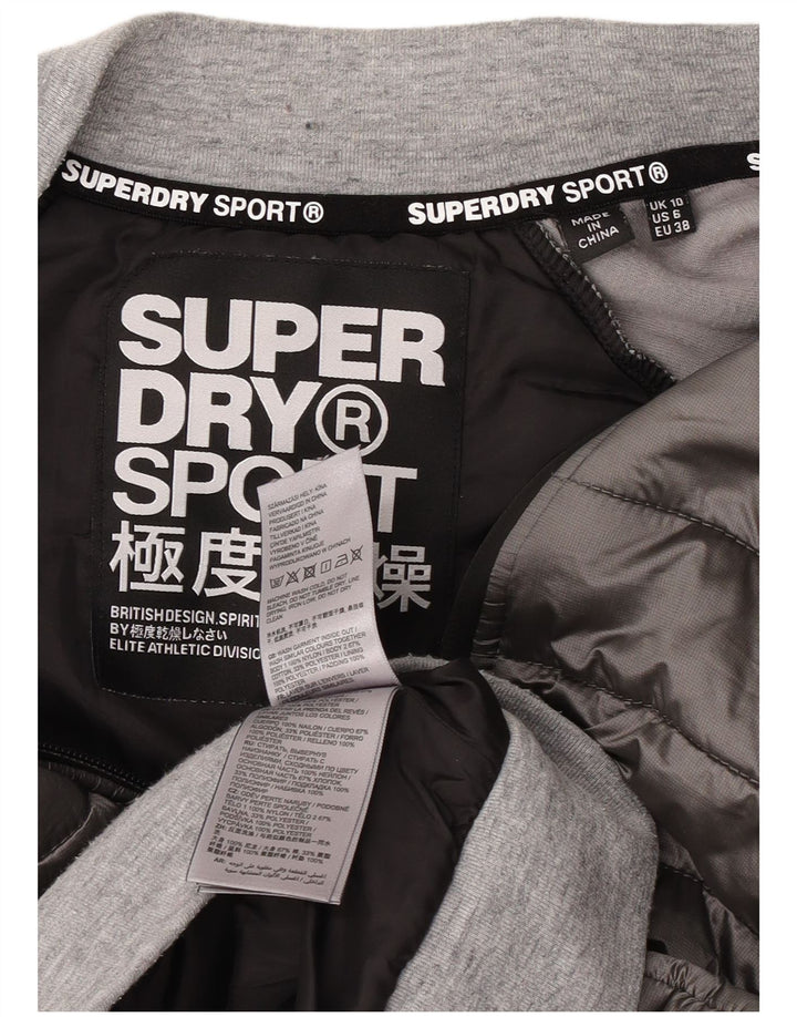 Superdry Mujer Chaqueta Acolchada Gráfica UK 40 Small Nylon Gris
