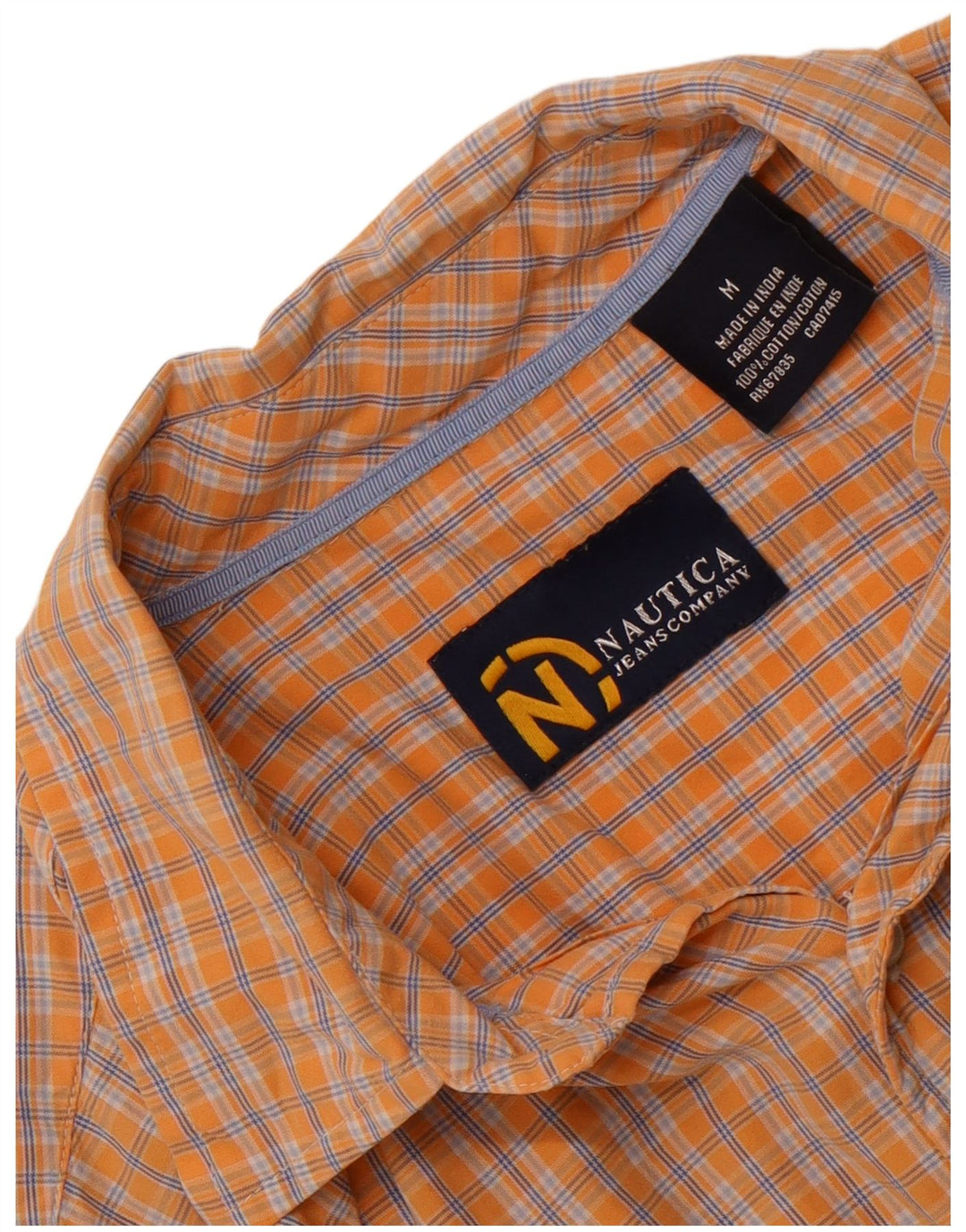 Nautica Camisa de manga corta para hombre de algodón a cuadros naranja medio