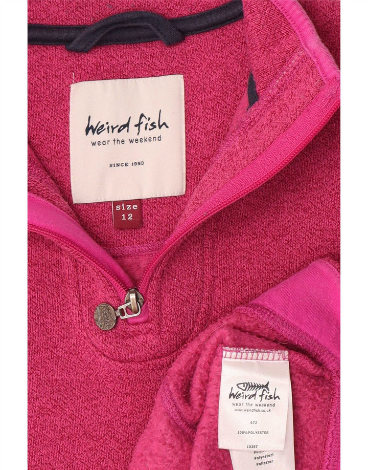Weird Fish Sudadera con cuello y cremallera para mujer, talla 40, poliéster rosa medio