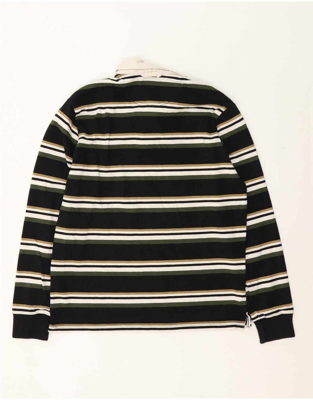 Marks & Spencer Polo de rugby de manga larga para hombre, tamaño mediano, color negro a rayas