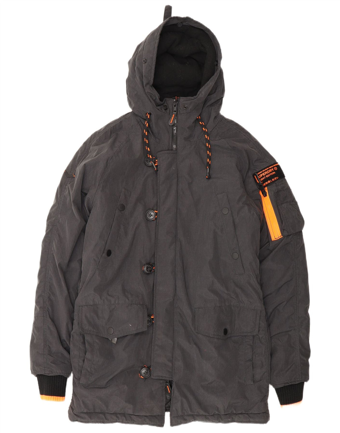 Superdry Parka con capucha para hombre, talla 38, nailon gris medio