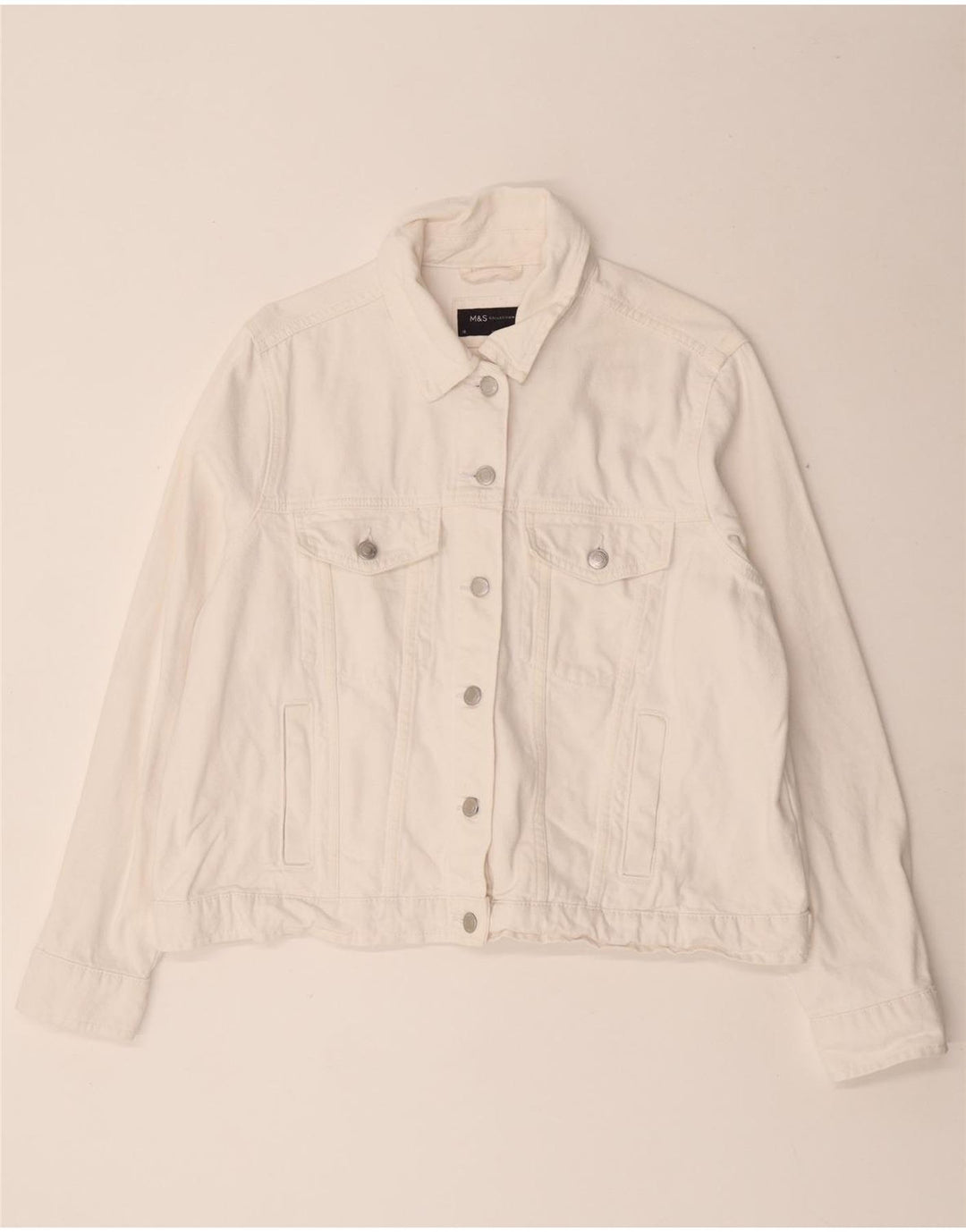 Marks & Spencer Chaqueta Vaquera para Mujer UK 18 XL Algodón Blanco