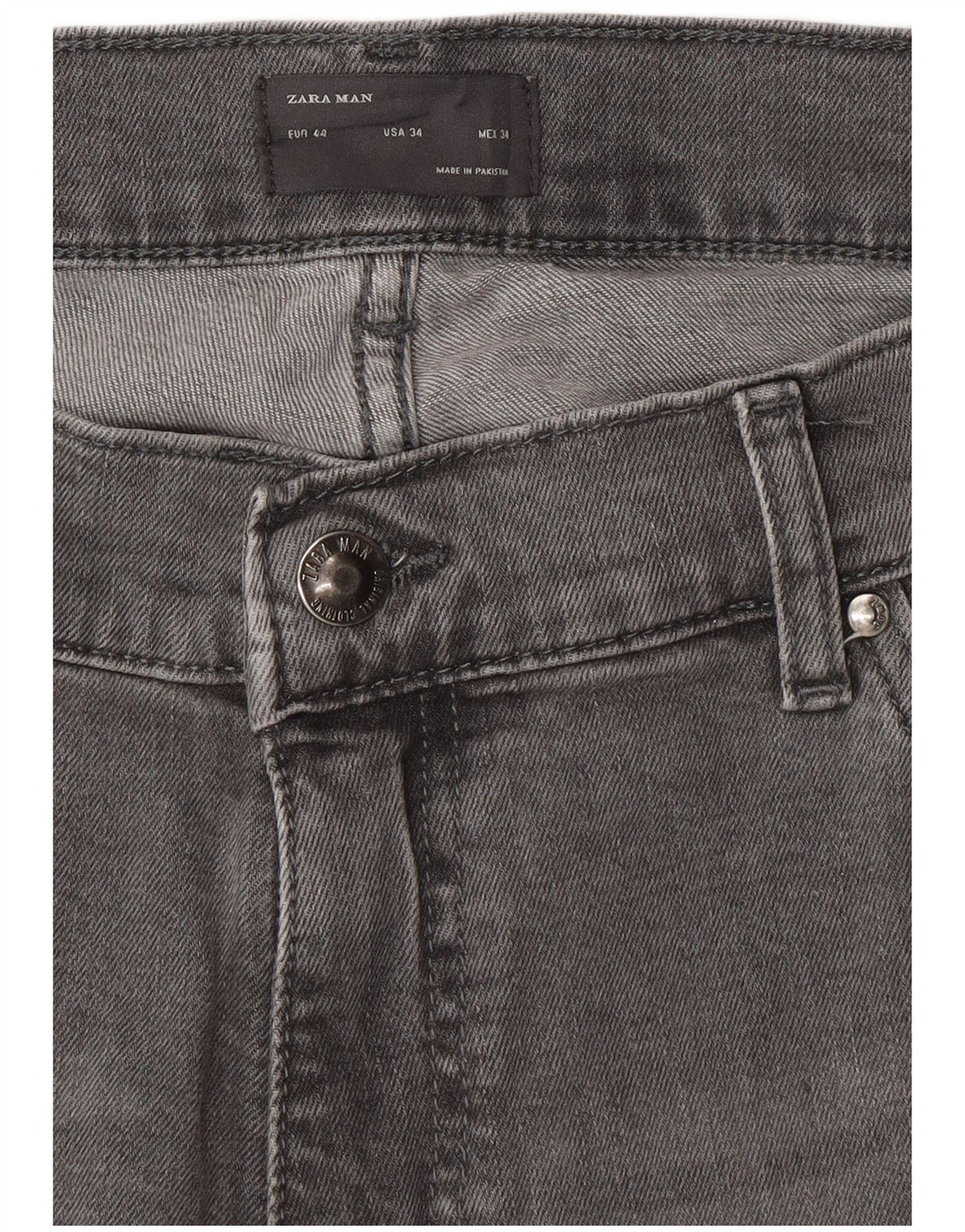 ZARA Vaqueros capri cónicos para hombre EU 44 Large W34 L22 Gris