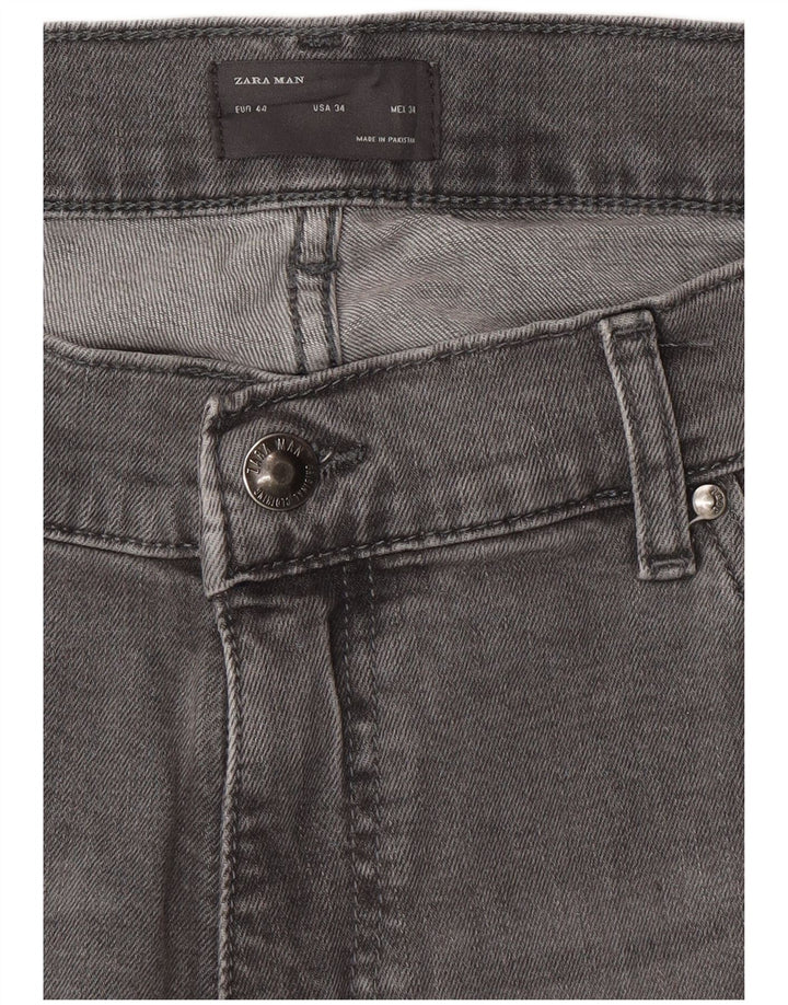 ZARA Vaqueros capri cónicos para hombre EU 44 Large W34 L22 Gris