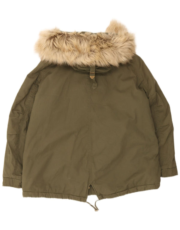 Marks & Spencer Chaqueta Parka Sherpa con Capucha para Mujer UK 40 XL Algodón Caqui