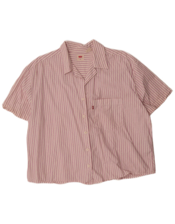 Levi's Camisa extragrande de manga corta para mujer UK 40 XL Algodón a rayas rosas