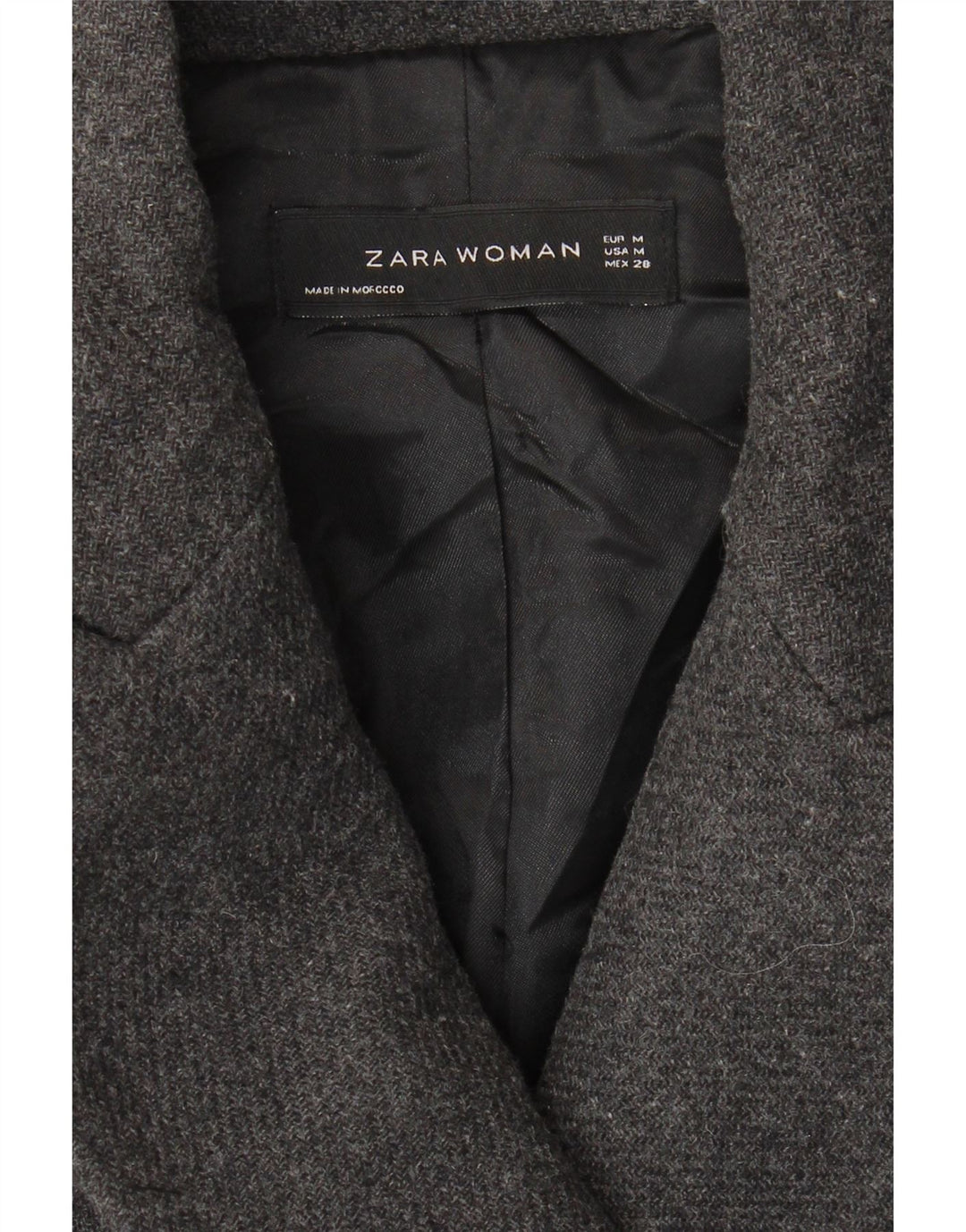 ZARA Mujer Abrigo Cruzado UK 42 Gris Medio