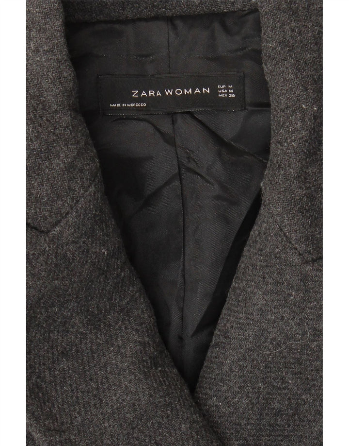 ZARA Mujer Abrigo Cruzado UK 42 Gris Medio