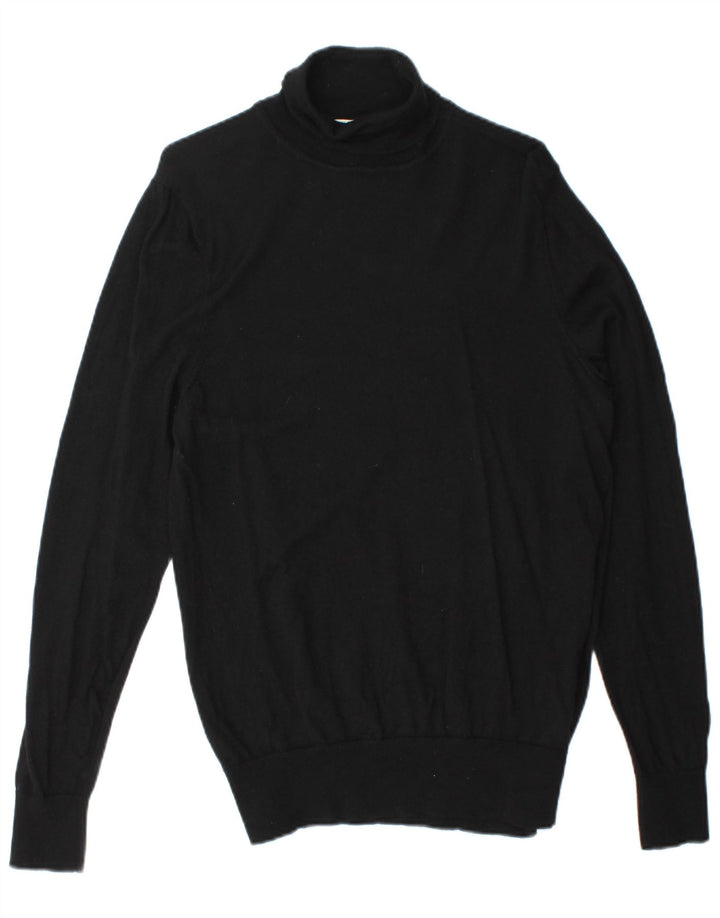 John Lewis - Jersey con cuello vuelto para hombre, lana negra mediana