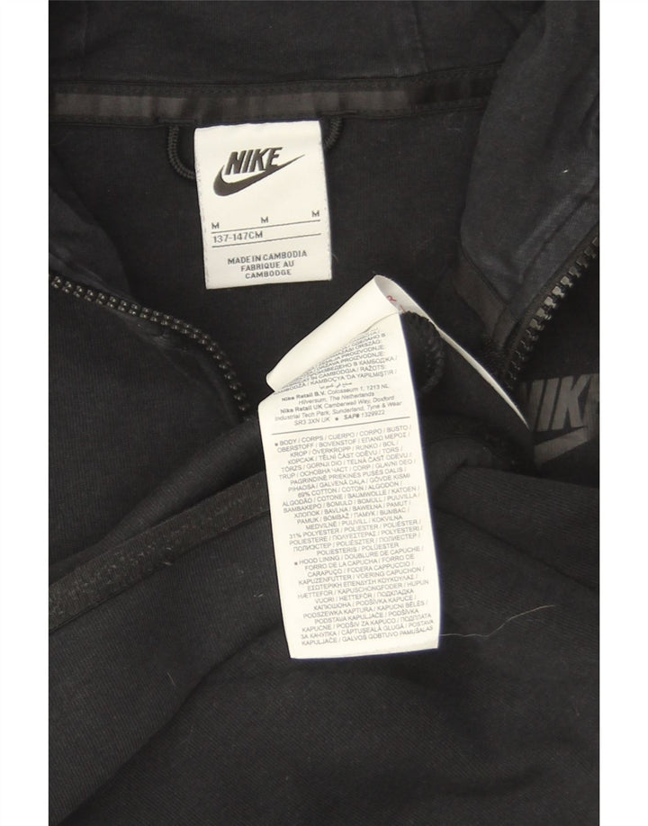 Nike Sudadera con capucha y cremallera para niños de 10 a 11 años, talla mediana, algodón negro