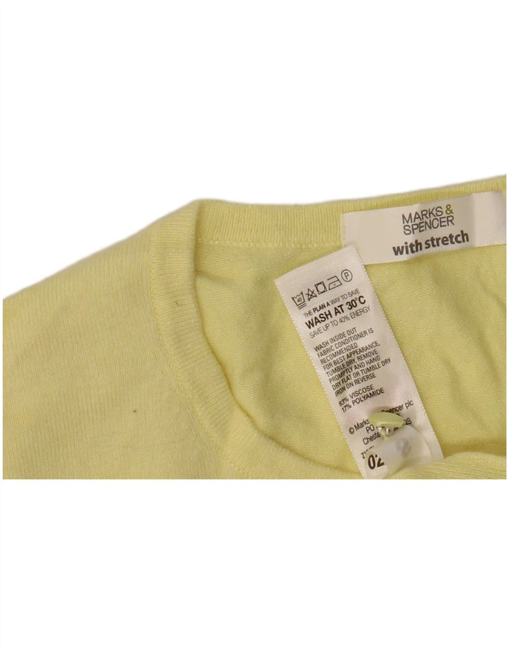 Marks & Spencer Suéter tipo cárdigan para mujer UK 12 Viscosa amarilla mediana