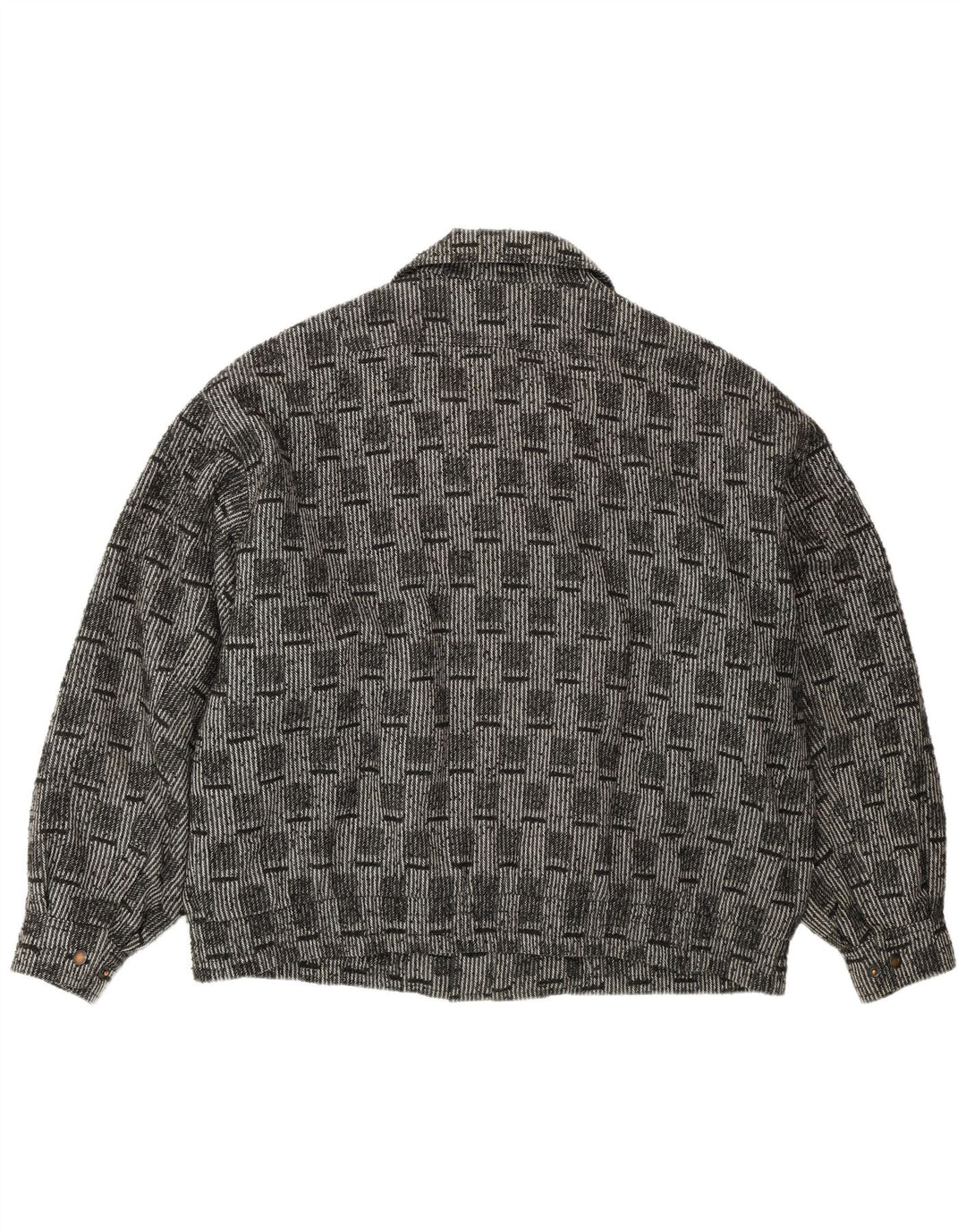 VINTAGE Chaqueta bomber para hombre IT 52 XL Lana a cuadros gris