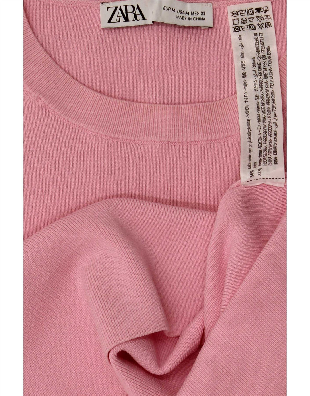 Zara Mujer Crop Top UK 44 Mediano Rosa Nylon