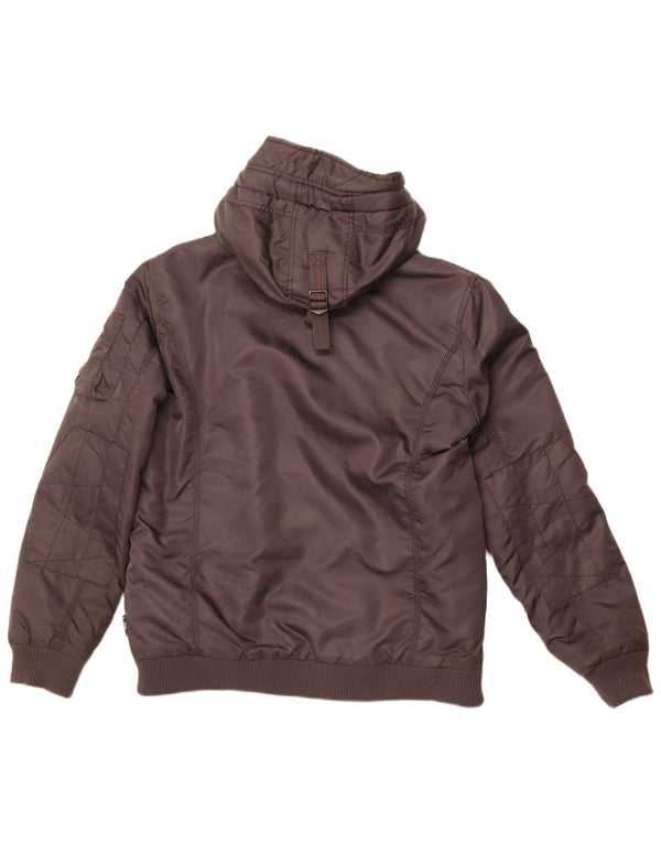 INDIGO Chaqueta bomber con capucha para hombre UK 40 Large Grey Nylon