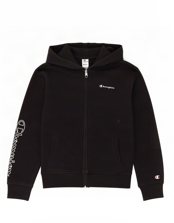 Champion Sudadera con capucha y cremallera gráfica para niños 11-12 años Algodón negro
