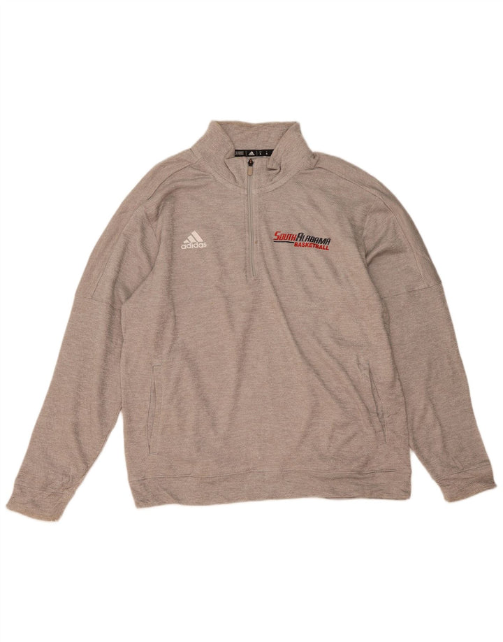 ADIDAS Sudadera con cuello y cremallera gráfica para hombre Jumper XL Poliéster gris