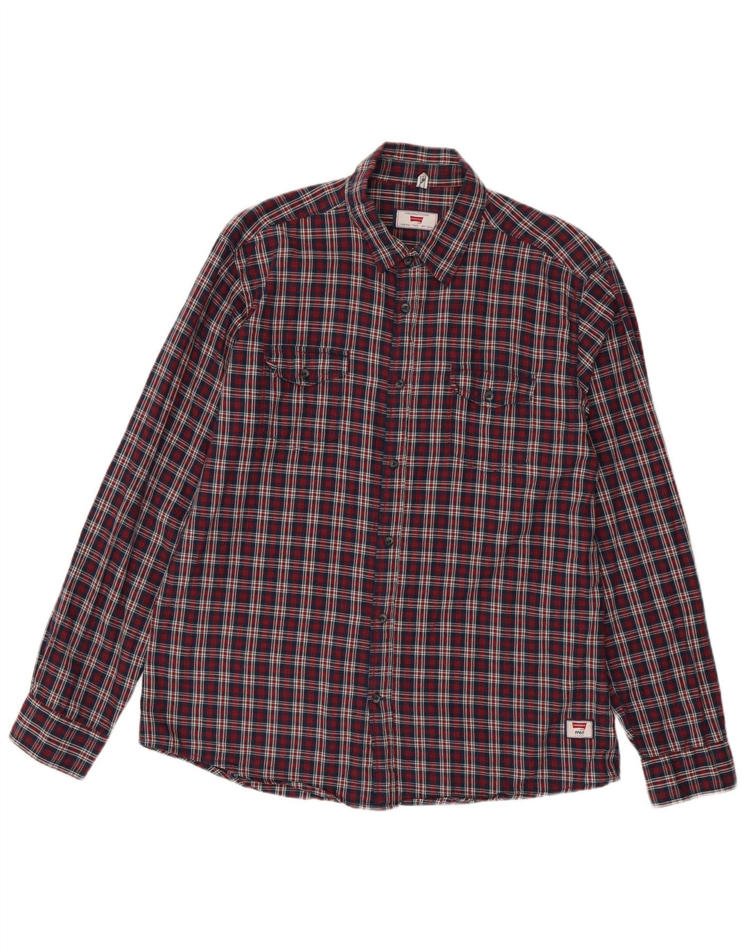 CARRERA Camisa de franela de corte regular para hombre XL Algodón a cuadros rojos