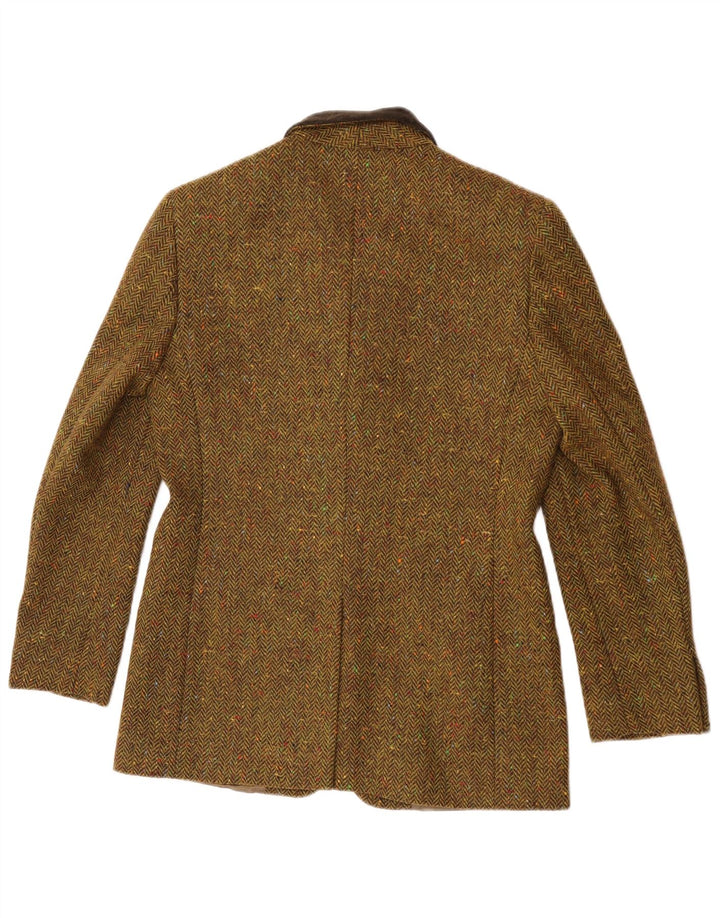 Max Mara Chaqueta Blazer de 3 Botones para Mujer UK 10 Small Khaki Herringbone