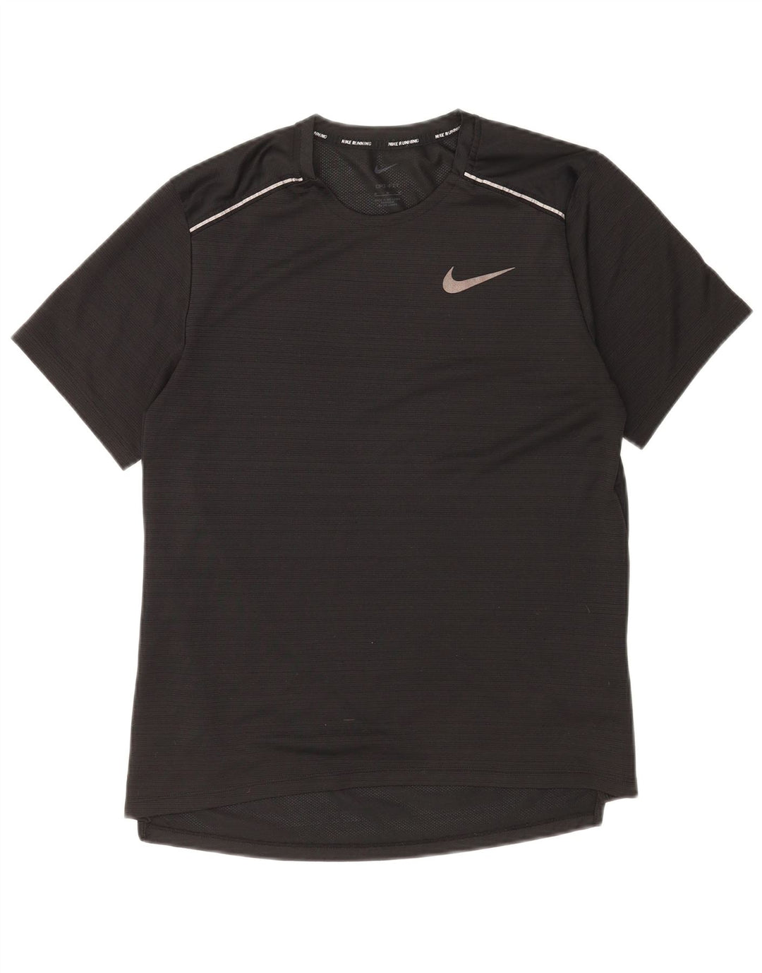 Camiseta Nike Dri Fit para hombre Top mediano negro poliéster a rayas
