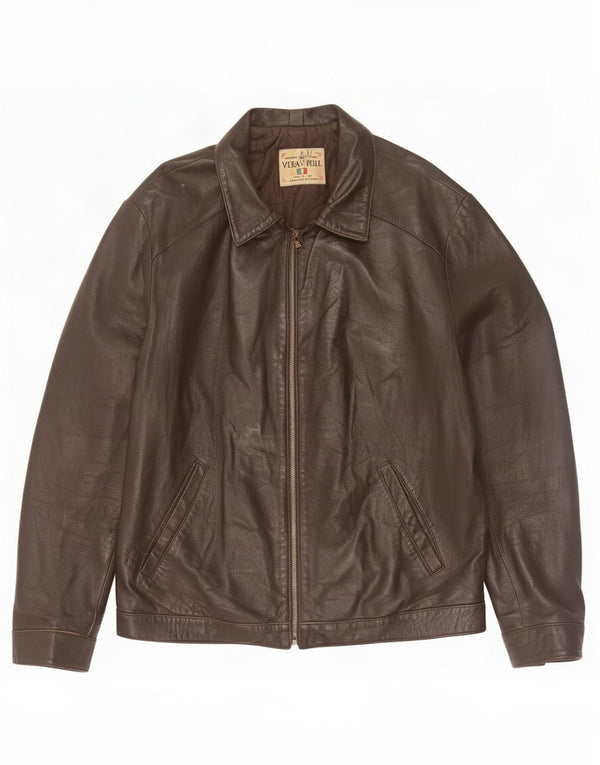 Lavorazione Artigiana Chaqueta de cuero para hombre IT 52 XL Marrón