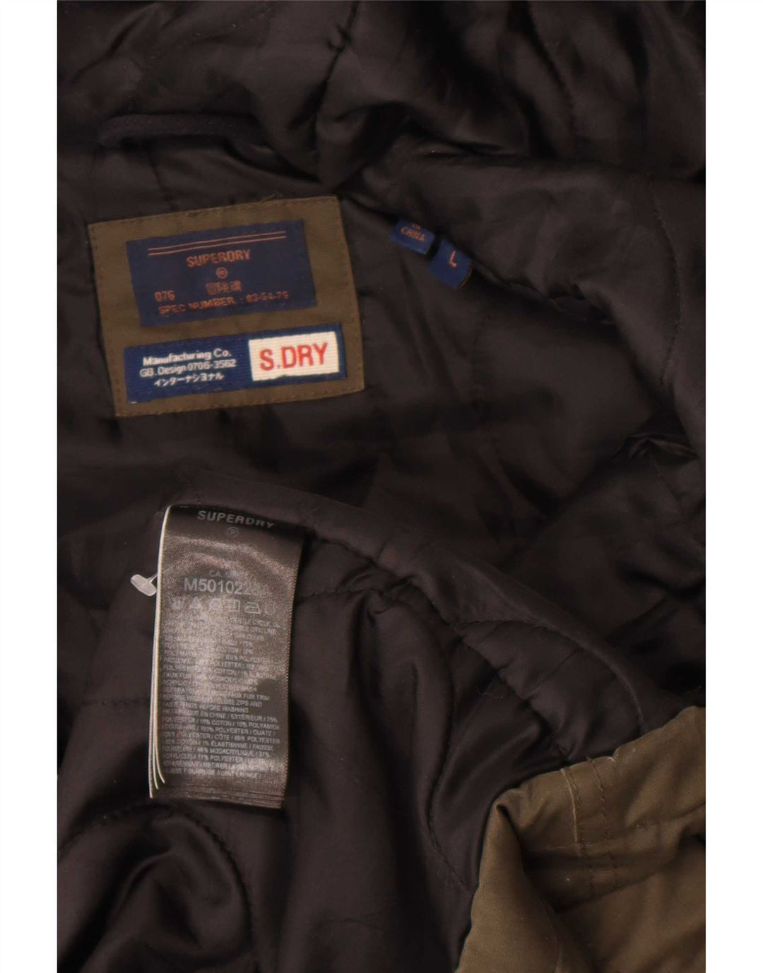 Superdry Parka con capucha para hombre, talla 40, poliéster caqui grande