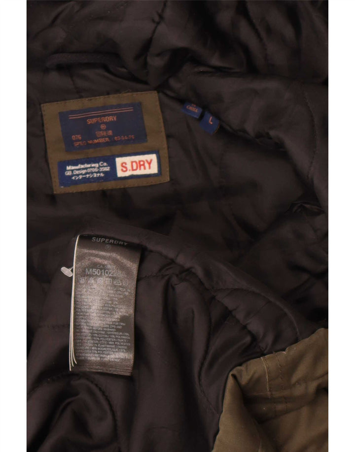 Superdry Parka con capucha para hombre, talla 40, poliéster caqui grande