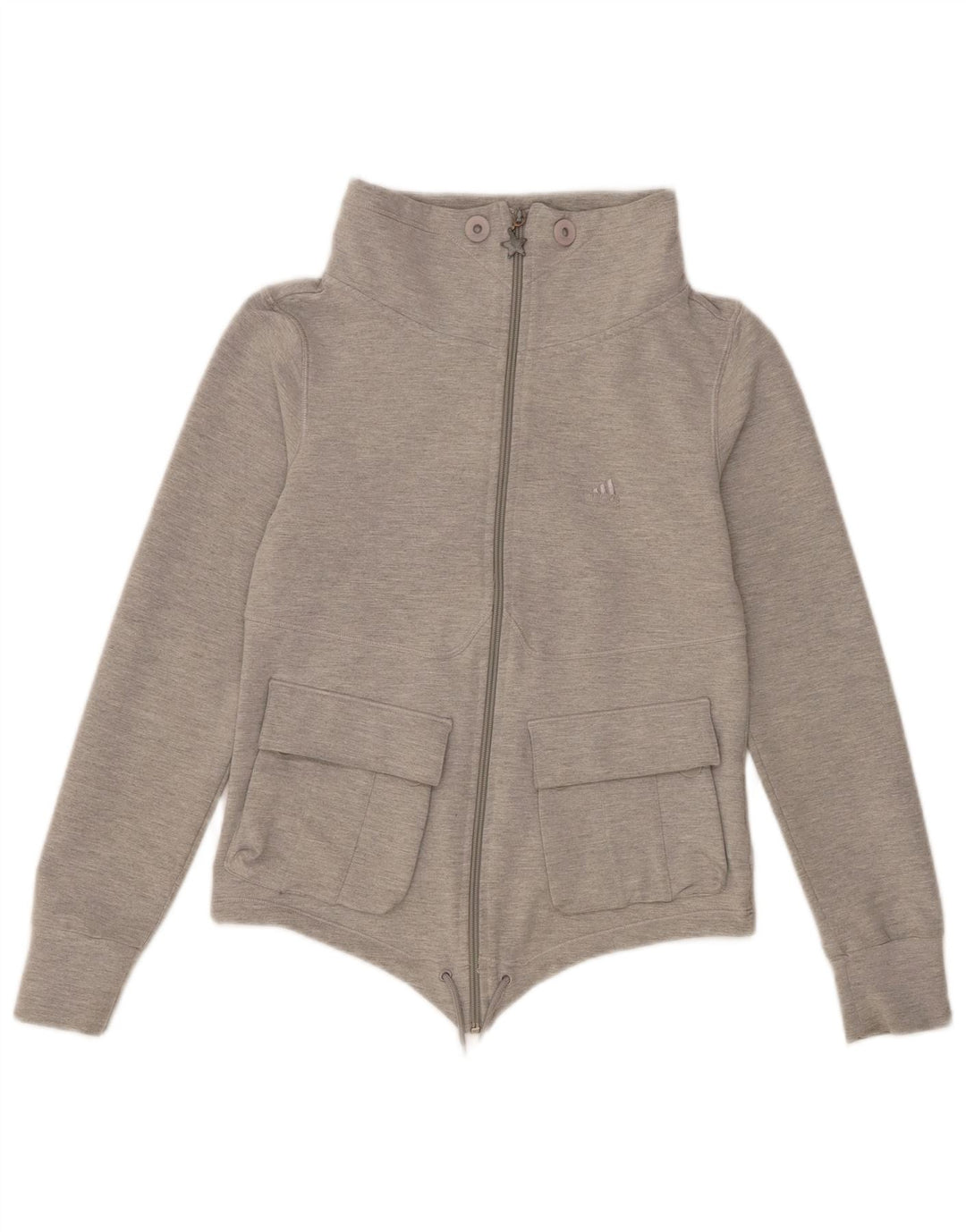 Adidas Mujer Chándal Top Chaqueta Reino Unido 10 Pequeño Gris Algodón