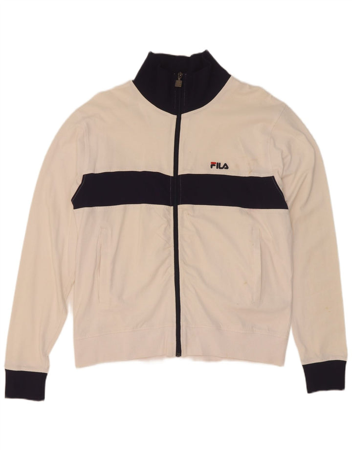 Fila - Chaqueta de chándal para hombre, talla pequeña, algodón blanco con bloques de color