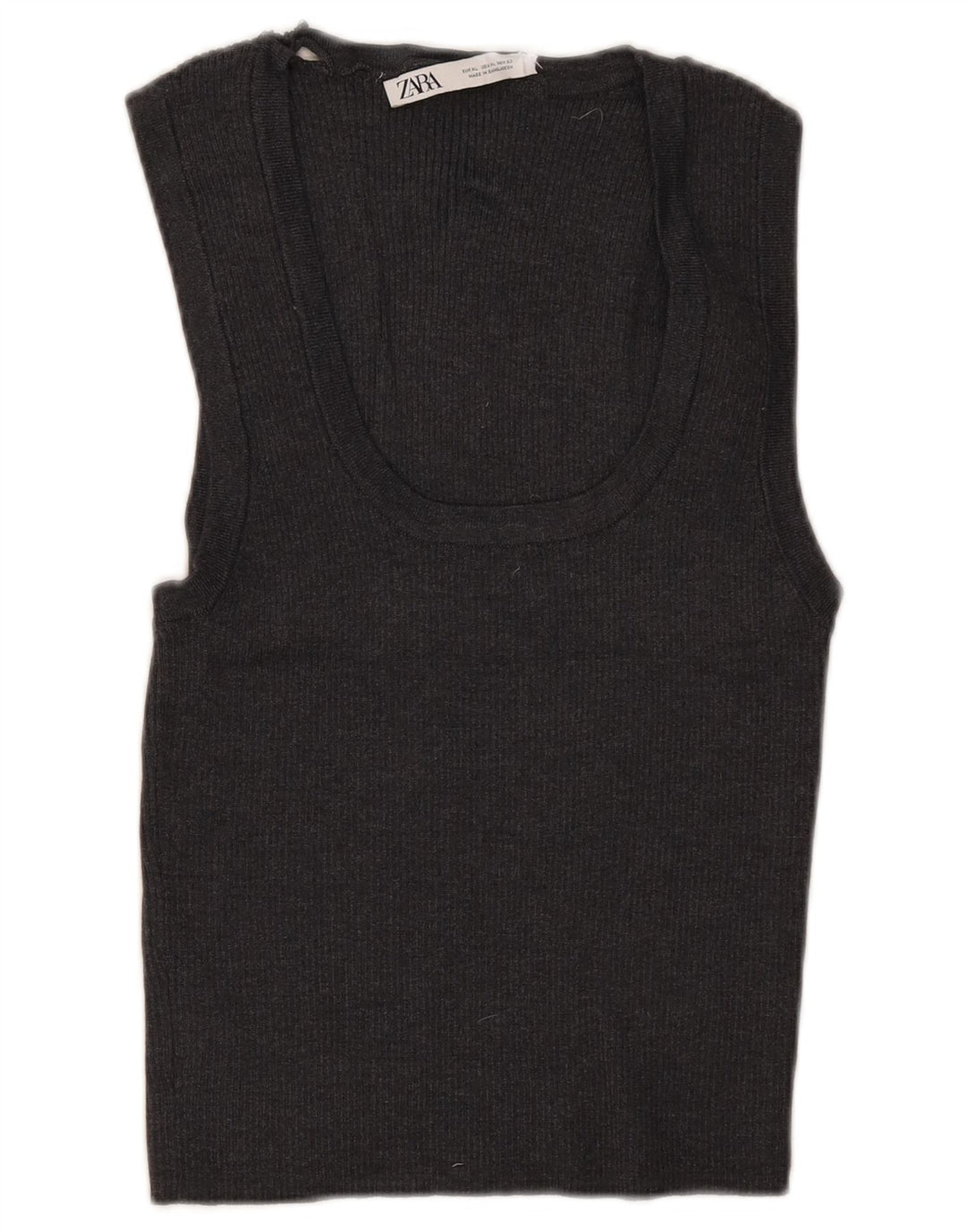 Zara Mujer Top Corto Sin Mangas ES 40 XL Gris
