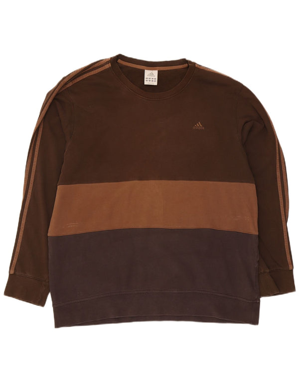 Adidas Hombre Sudadera Jumper 2XL Marrón Colorblock Algodón