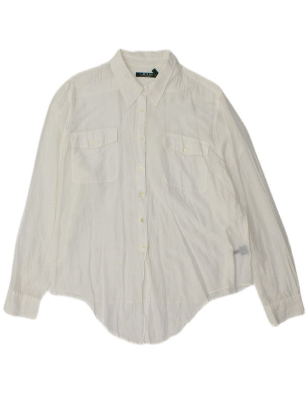 Ralph Lauren Blusa para mujer UK 20 2XL Algodón blanco