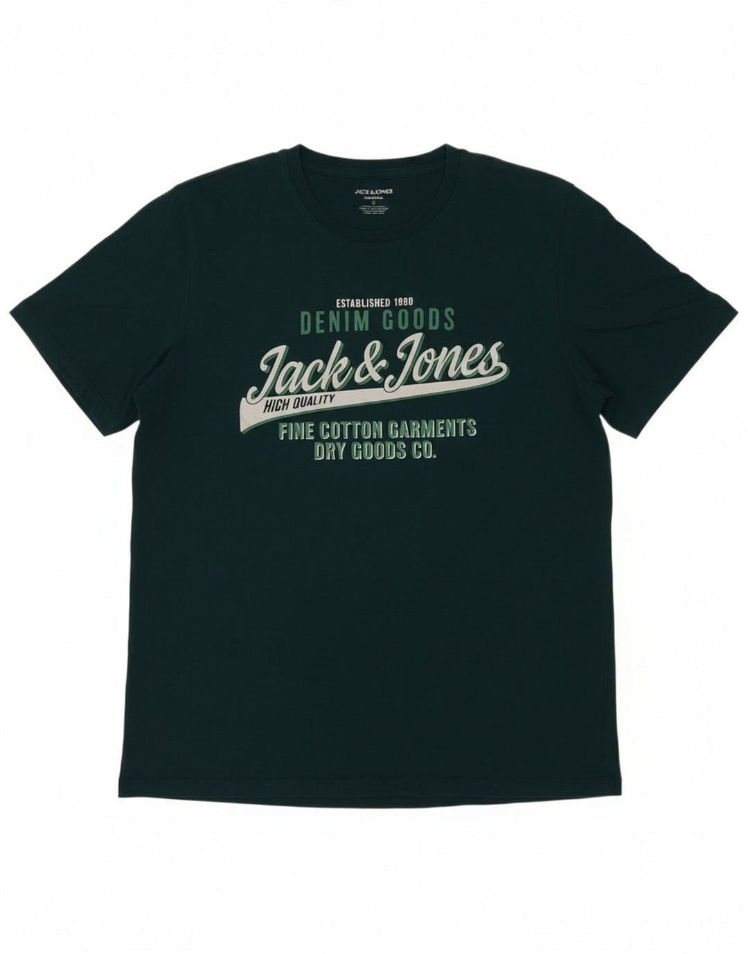 JACK & JONES Mens Graphic T-Shirt Top Medium Green Cotton