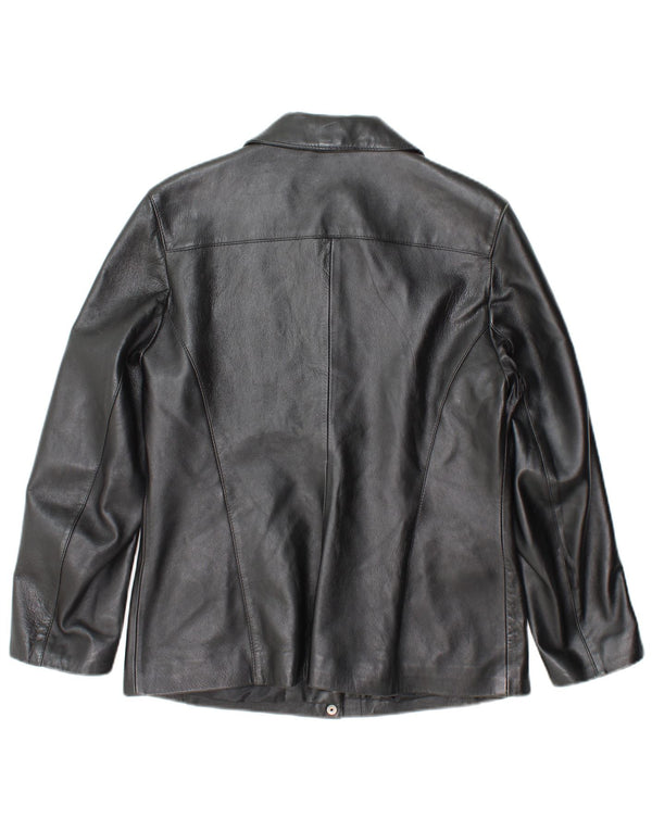 Principios Chaqueta de cuero pequeña para mujer UK 42 Cuero negro mediano