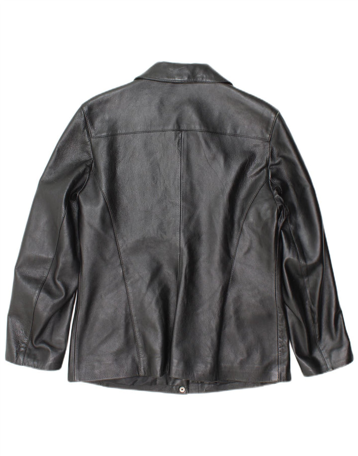 Principios Chaqueta de cuero pequeña para mujer UK 42 Cuero negro mediano