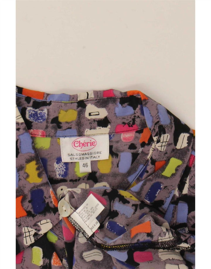 cherie Blusa camisera de manga corta para mujer IT 46 Large Multicolor Geométrico