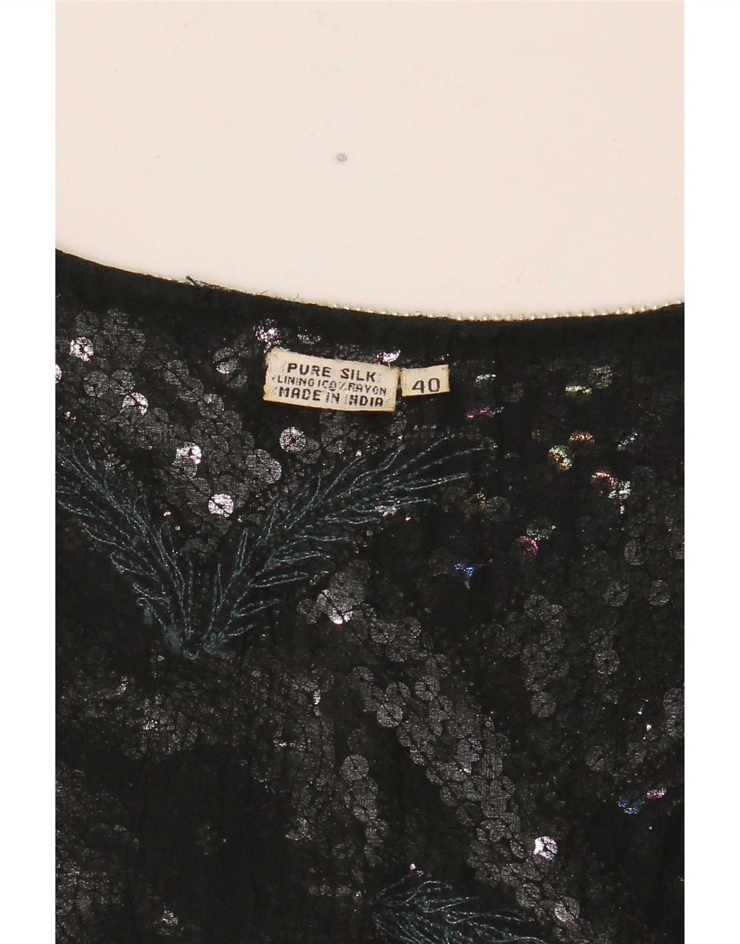 Vintage mujer crop gráfico blusa Top EU 40 Seda de rayas negras medianas