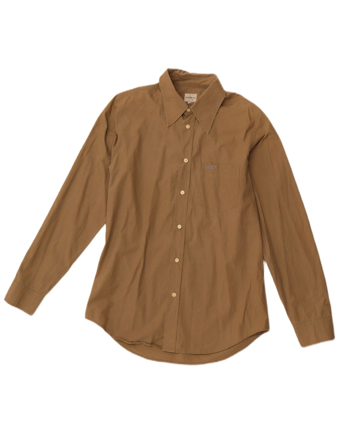 CALVIN KLEIN JEANS Camisa Hombre Grande Caqui Algodón