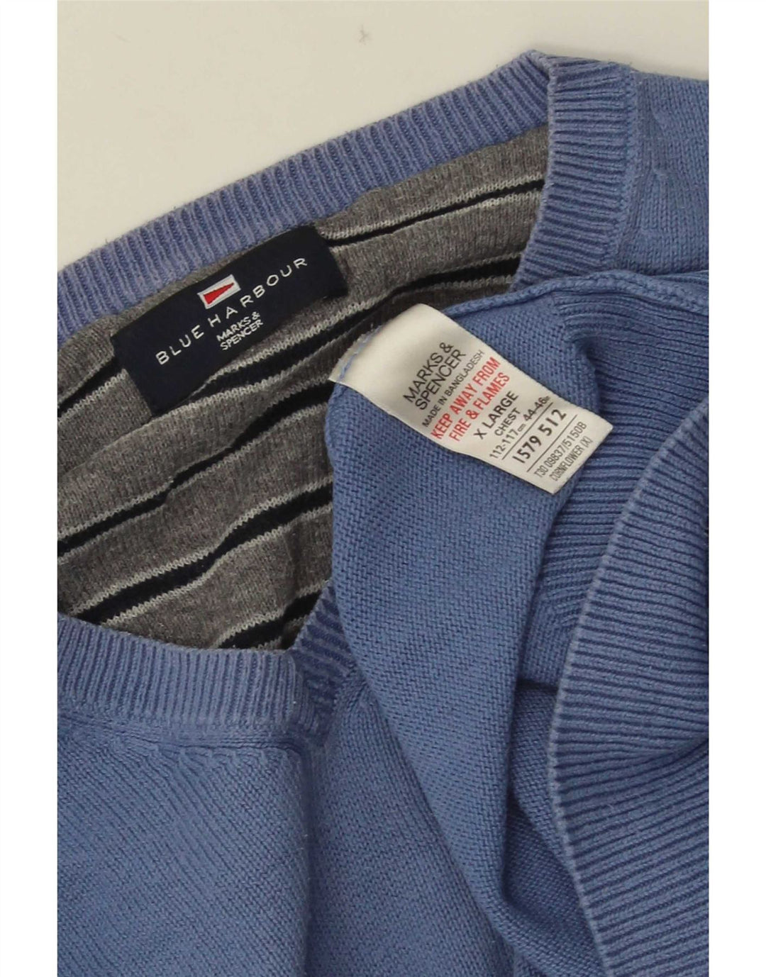 Marks & Spencer Suéter con Cuello en V para Hombre Azul Harbor XL Algodón