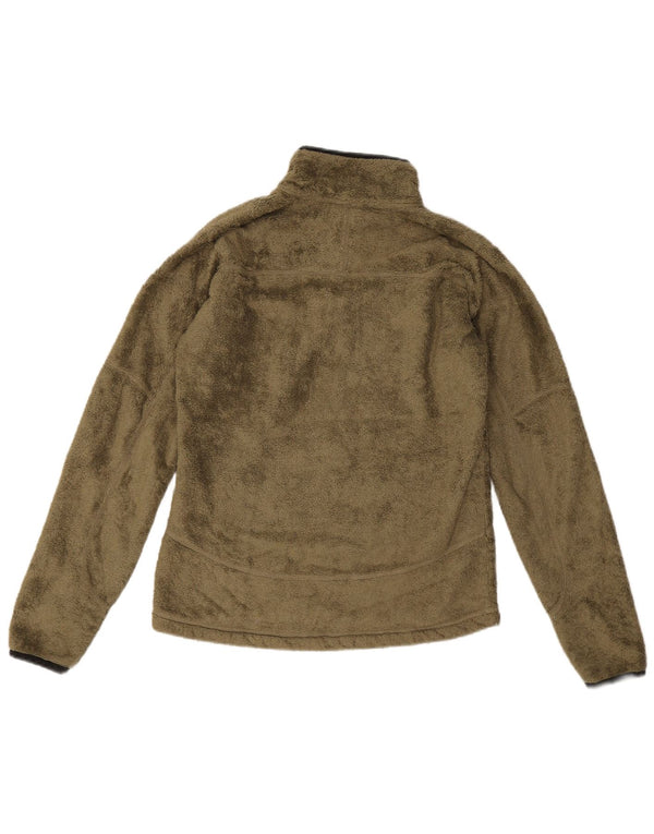Jack Wolfskin Jersey polar con cremallera y cuello para mujer UK 10 Small Caqui Poliéster