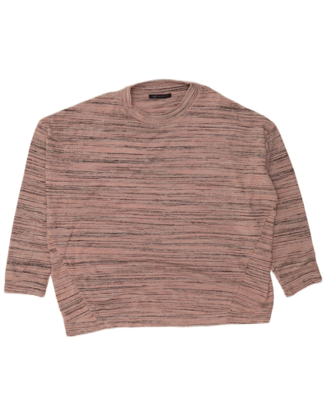 Marks & Spencer - Jersey de cuello redondo para mujer, talla 40, talla mediana, color rosa a rayas