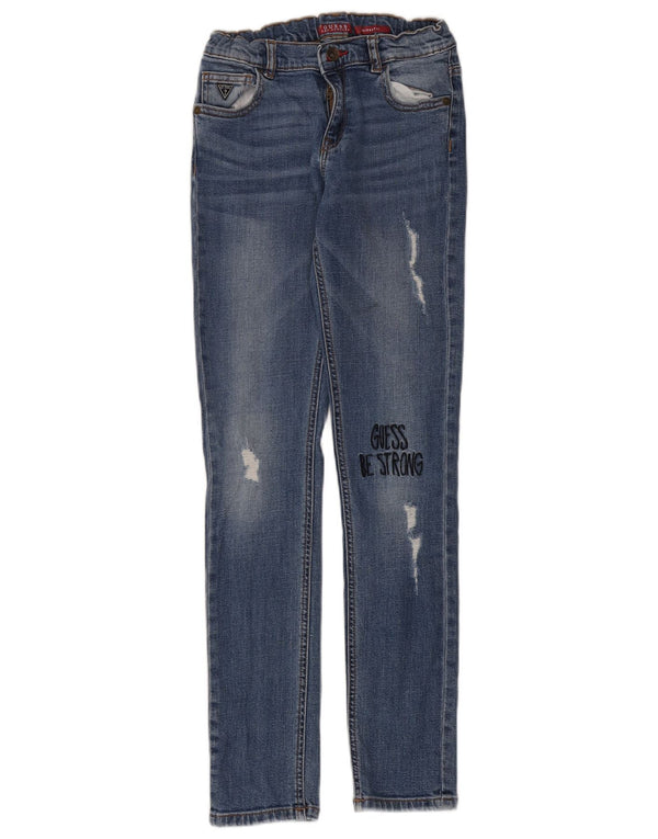 Guess Vaqueros pitillo desgastados para niñas 11-12 años W26 L30 Azul Diseñador