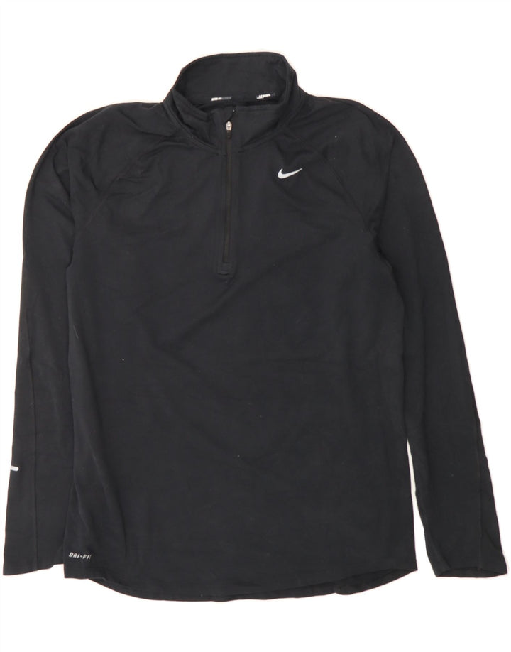NIKE Mens Dri Fit Zip Neck Pullover Tracksuit Top Medium Black Polyester Vintage Nike and Second-Hand Nike from Messina Hembry 