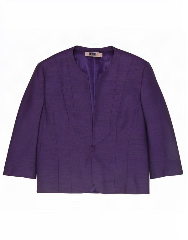 Jacques Vert Chaqueta Blazer de Manga 3/4 con 1 botón para Mujer UK 46 Grande Púrpura
