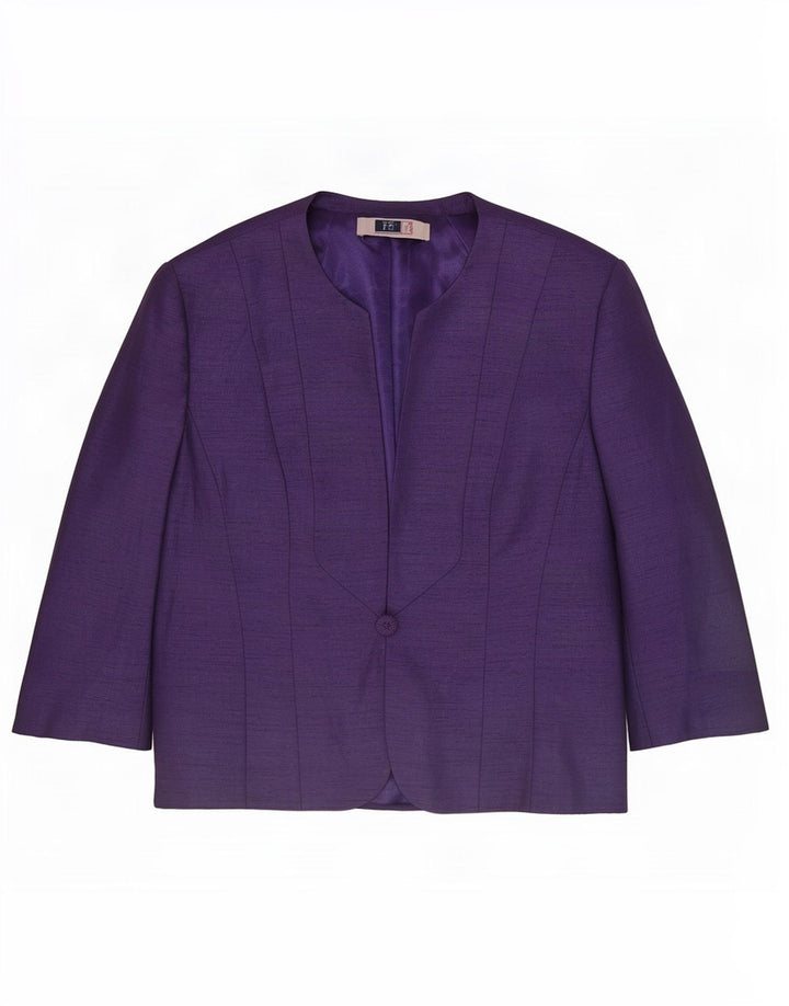 Jacques Vert Chaqueta Blazer de Manga 3/4 con 1 botón para Mujer UK 46 Grande Púrpura