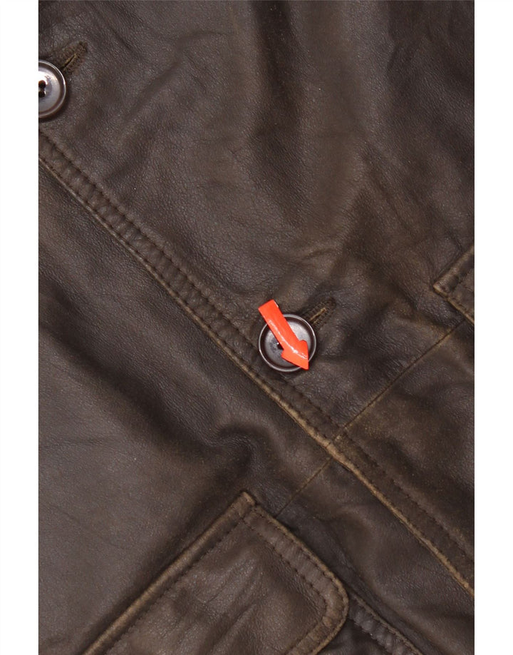 Gimo's Chaqueta Bomber de Cuero para Hombre UK 38 Cuero Marrón Medio