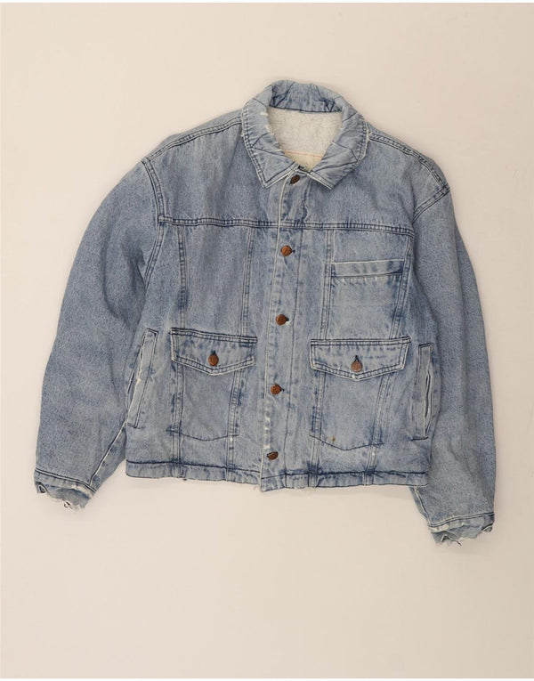 Sisley Mens Denim Sherpa Jacket UK 40 Large Blue Cotton