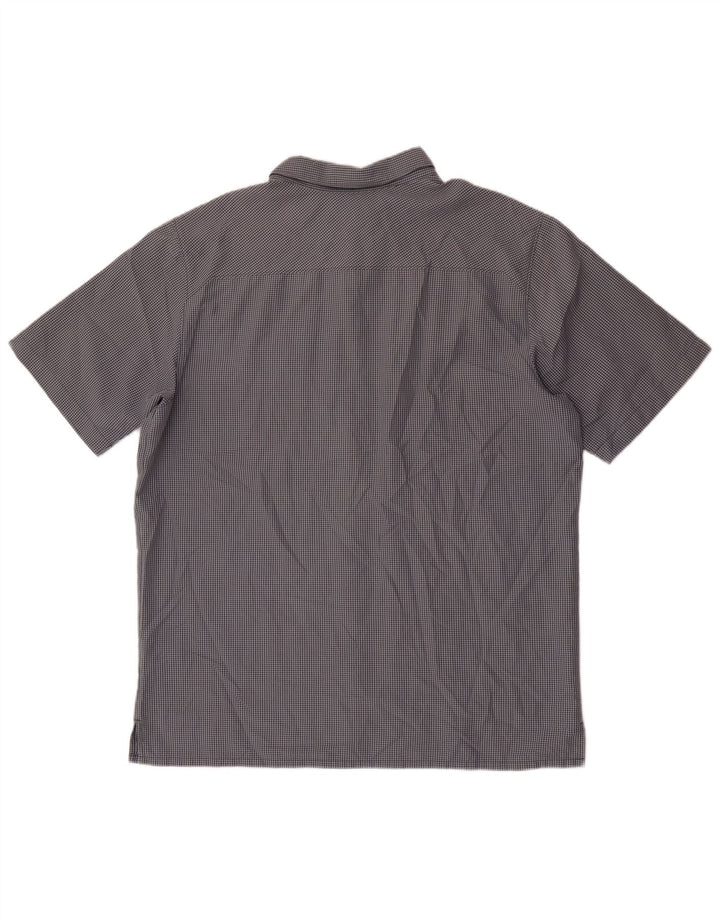 Columbia Camisa de manga corta para hombre, cuadros grises grandes